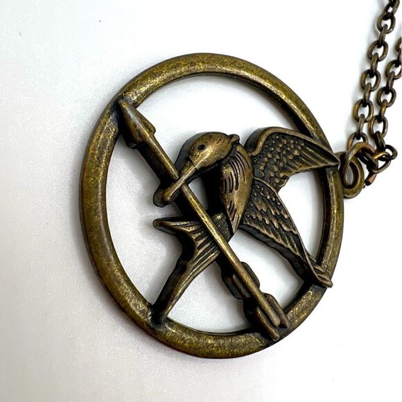 *3/$20* Hunger Games Mockingjay bronze tone necklace - Picture 2 of 3